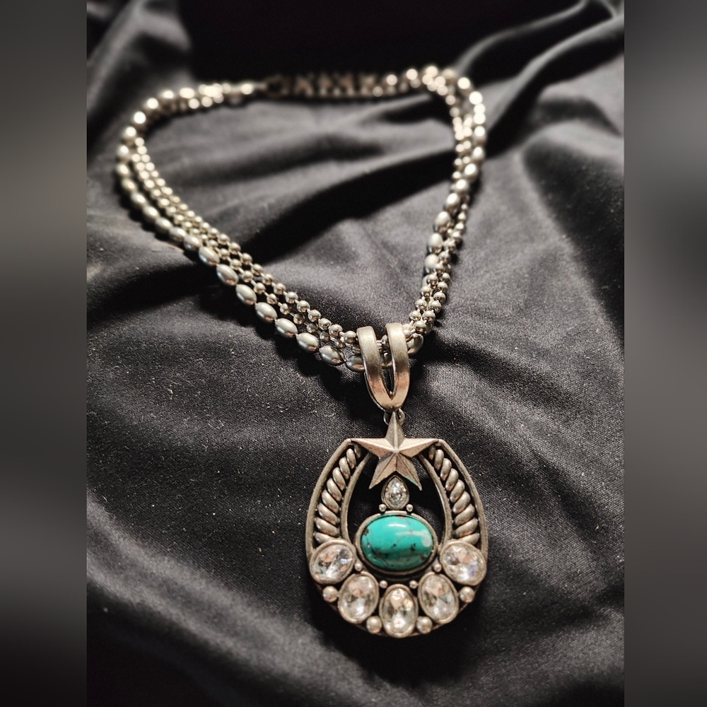 Montana Silversmiths Blue and Silver Necklace with Intricate Pendant